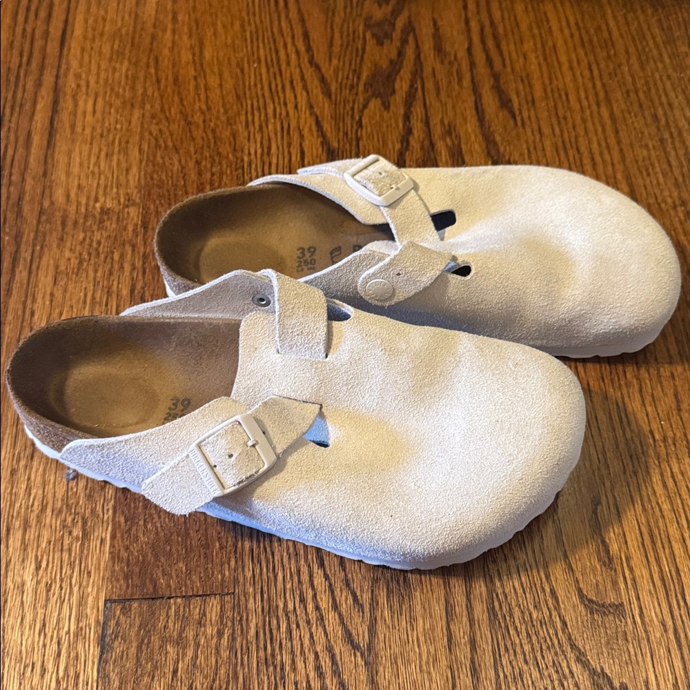 Birkenstock Cream Suede Mules - Picture 2 of 5